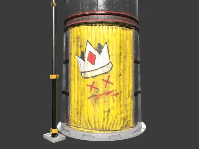 Big Silo Storage Game Ready Low-poly 3D model