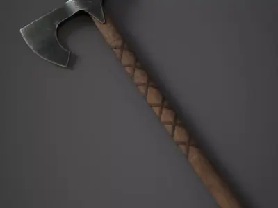Medieval Axe Low-poly 3D model 13