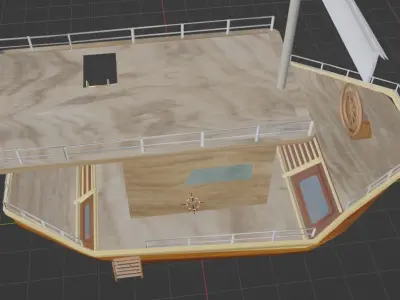 Little house boat with sails 3D model
