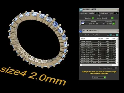 Diamond Infinity Wedding Band or Fashion Band Size 4 3D print model