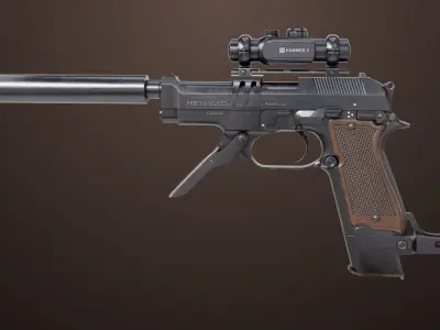 Pistol 08 Black Generic All PBR UE Textures Included Low-poly 3D model