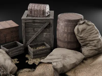 Medieval Storage Asset Pack 3D model