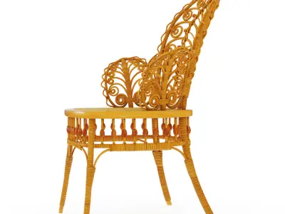  Victorian Wicker Chair Parlor C 1890 3D model