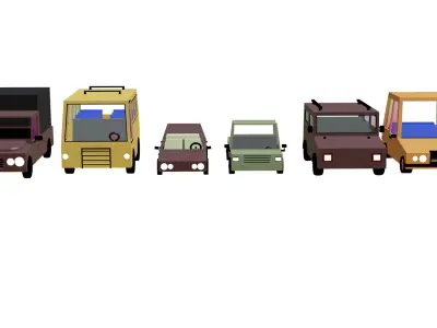 Low Poly Cartoon Car Collection - 6 Vehicle Asset Pack Low-poly 3D model