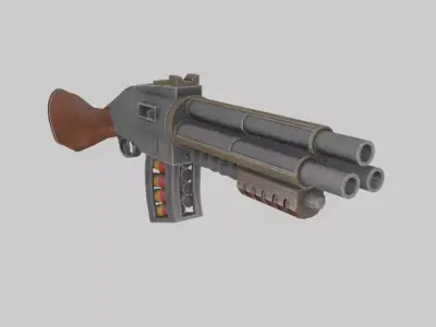 Triple shotgun Free low-poly 3D model