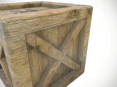 Wooden Crate Low-poly 3D model 4