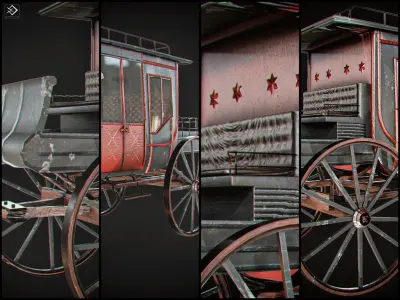 Stagecoach old fashioned wagon Low-poly 3D model