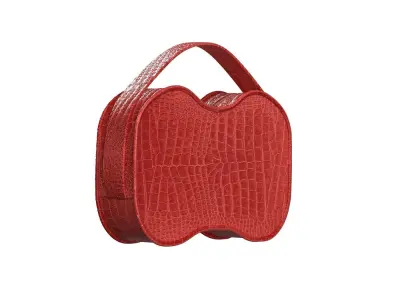 Red Leather Pouch Bag 3D model