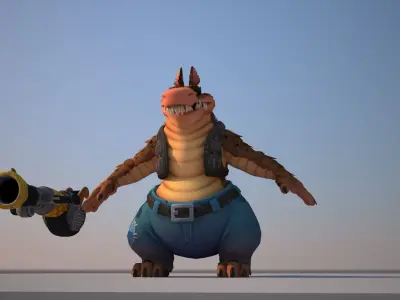 Dingodile dinosaur Low-poly 3D model
