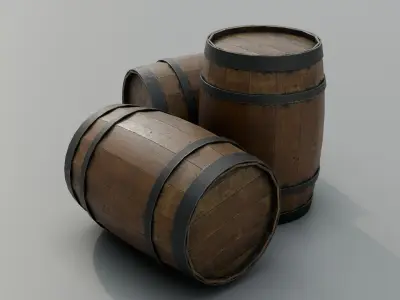 Wooden Barrel Low-poly 3D model shop