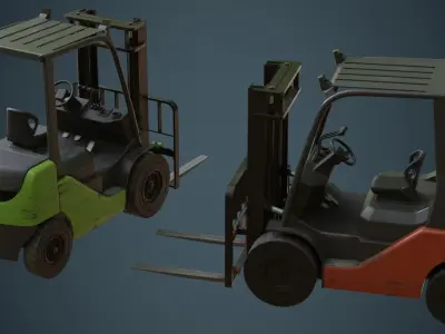 Forklift 1B Low-poly 3D model