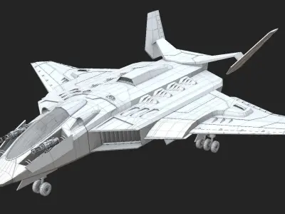 Spaceship Fighter Jet Airplane Sci-Fi Low-poly 3D model