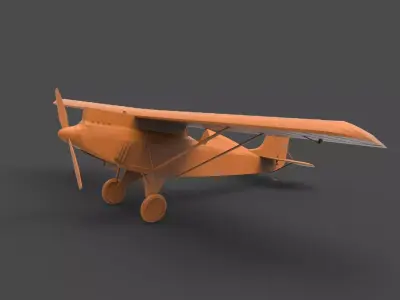monoplane orange toy airplane 3D print model