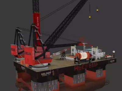 Heerema Balder Semi Submersible Crane Offshore Vessel Low-poly 3D model