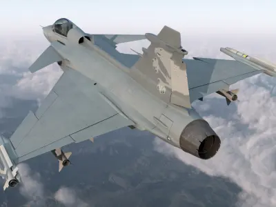  Fighter Aircraft Saab JAS 39 Gripen Rigged 