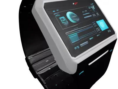 Futuristic Wrist Computer Holographic Display 3D model