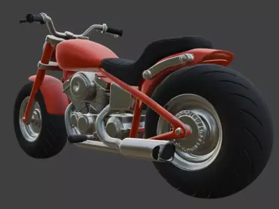 Cartoon Red Chopper Motorcycle 3D Model 3D model 3
