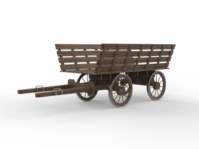  Old Wooden Cart 3D model