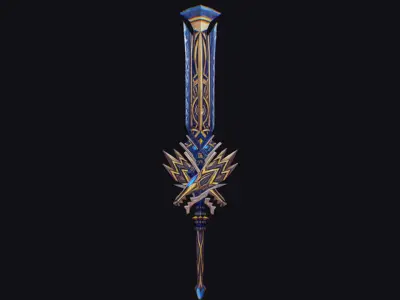 Sword Magical Cutting Fantasy Melee Dagger Iron Blade Saber Low-poly 3D model 4