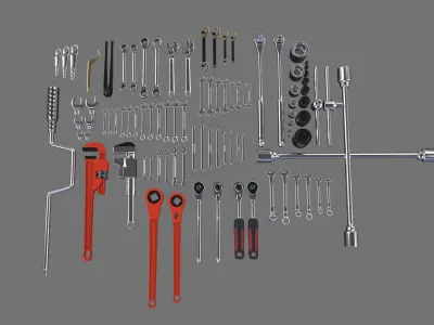 Kitbash Vault Tools Wrenches Low-poly 3D model