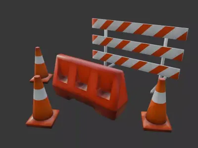 Road Barriers Game-Ready Pack Low-poly 3D model