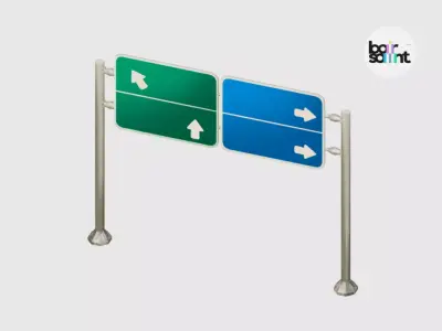 Modular Road sign Stylized Roadside 3D Asset Pack Low-poly 3D model