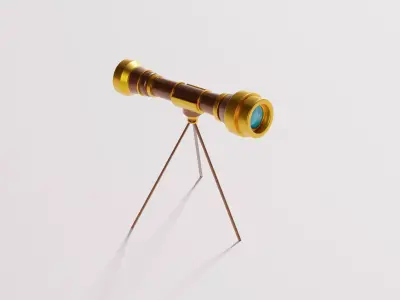 Low-Poly Cartoony Classic Telescope Free 3D model