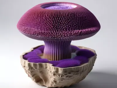 Intricate Purple Mushroom Plant 3D model