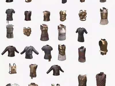 Ancient Armor Pack 3D Model Game Ready PBR Low Poly