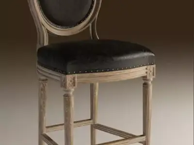 Louis round high bar stool 3D print model