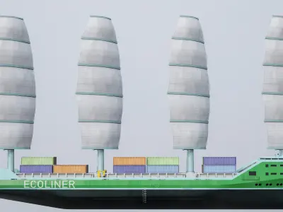 Futuristic Ship Sail Powered Green Ecoliner PBR 3D model