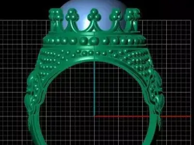 Royal Ruby Cabochon Crown Ring 3D print model