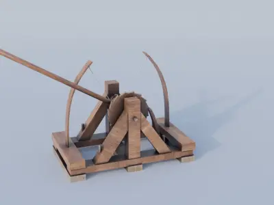 Da Vincis Catapult  Low-poly 3D model