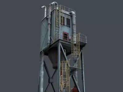 Industrial Hopper Structure Weathered Low-poly 3D model