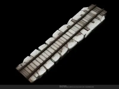 Stylized Railway Track - AI Low-poly 3D model