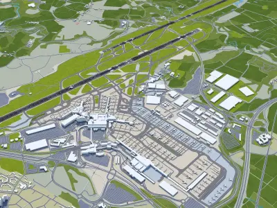 Manchester Airport UK 10km Low-poly 3D model
