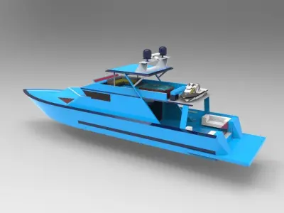 blue yacht 3D model