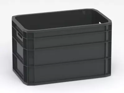 Portable Plastic Crate Black 3D model