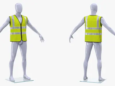 Mannequin with Yellow Hi Vis Safety Vest 3D model