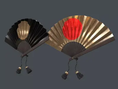 Japanese War Fan Prop PBR Low-poly 3D model
