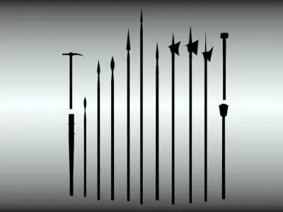 Big medieval weapon collection Low-poly 3D model