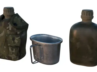 Military Canteen Bottle Low-poly 3D model