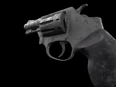 Hand made old revolver game ready 3D model