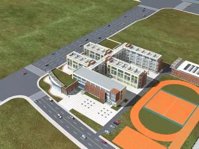 School Building 3D model 6