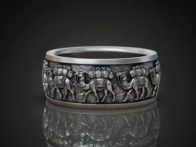 Camel Caravan Band Ring with Excellent Detailing 3D print model