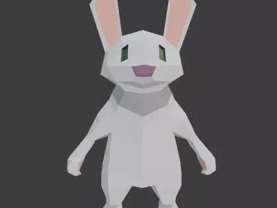 Low Poly Bunny with eyes Low-poly 3D model