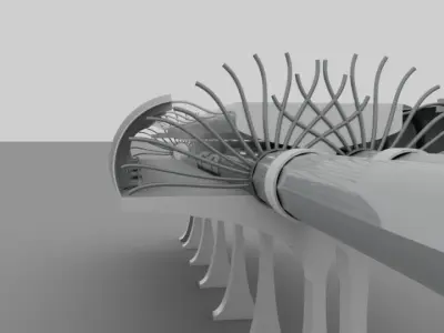 Futuristic Train Stop lowpoly 3D and CAD model Low-poly 3D model