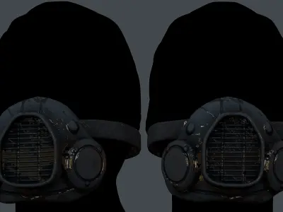 Gas mask helmet 3d model scifi Low-poly Low-poly 3D model Low-poly 3D model 38