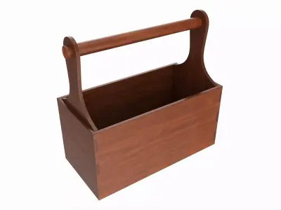 Vintage wooden portable toolbox chest 3D model