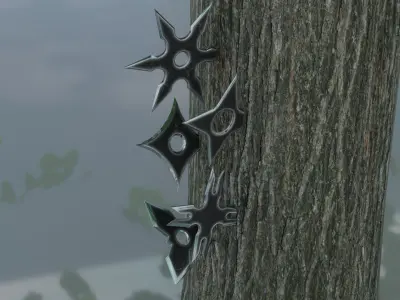 Black Ninja shuriken pack Low-poly 3D model